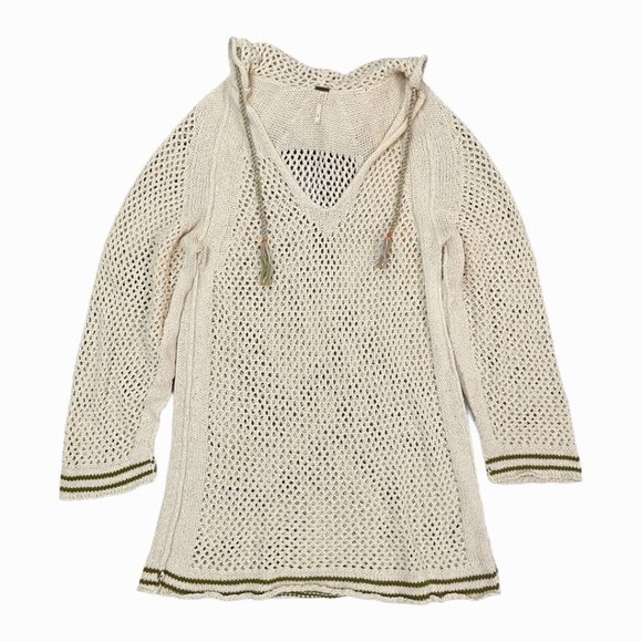 Free People Sweaters - Free People Shadow Stripe Open Knit Hoodie M Boho
